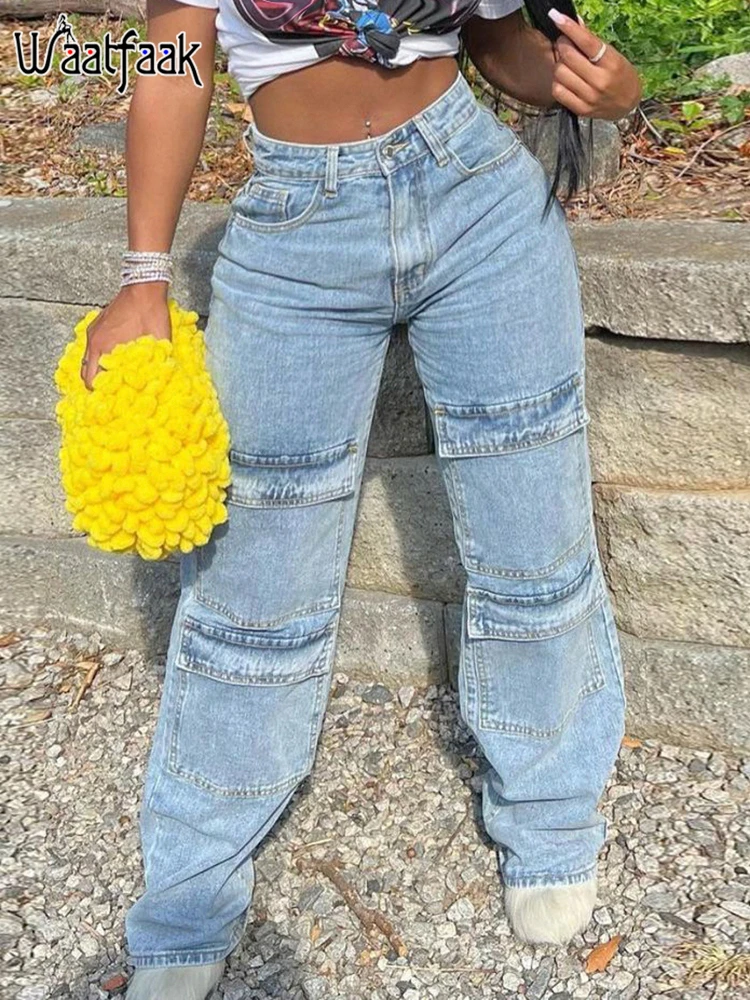 Waatfaak Casual Pockets Cargo Jeans High Waist Straight Leg Mom Jeans Streetwear Baggy Patchwork Vintage Aesthetic Pants Korean
Waatfaak Casual Pockets Cargo Jeans High Waist Straight Leg Mom Jeans Streetwear Baggy Patchwork Vintage Aesthetic Pants Korean