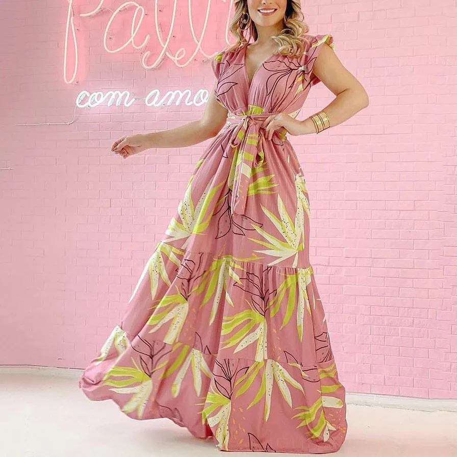 2023 Spring and Summer New Dress Sexy V-neck Printed Bohemian Summer Dress Women Beach Dress Long Dresses for Women
2023 Spring and Summer New Dress Sexy V-neck Printed Bohemian Summer Dress Women Beach Dress Long Dresses for Women