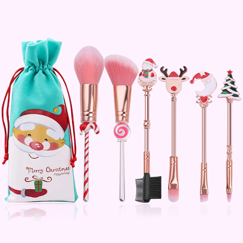 

Luxurious Christmas Makeup Brushes Set Soft Synthetic Hair Cosmetic Eyeliner Foundation Powder Blending Eyeshadow Makeup Tool