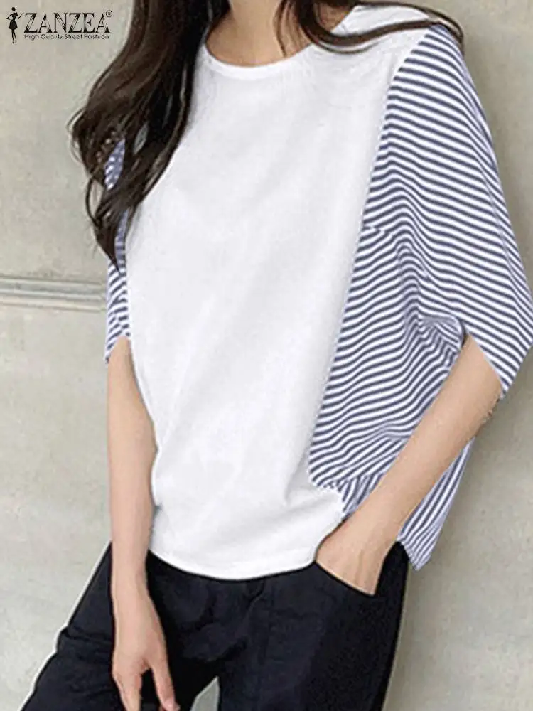 2022 Summer Patchwork Blouse Women Casual Half Sleeve O Neck Shirt ZANZEA Striped Printed Chemise Vocation Blusas Mujer Oversize
2022 Summer Patchwork Blouse Women Casual Half Sleeve O Neck Shirt ZANZEA Striped Printed Chemise Vocation Blusas Mujer Oversize
