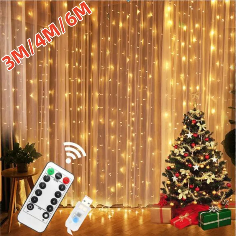 2023 Curtain LED String Lights Christmas Decoration Remote Control Holiday Wedding Fairy Garland Lights for Bedroom Outdoor Home
2023 Curtain LED String Lights Christmas Decoration Remote Control Holiday Wedding Fairy Garland Lights for Bedroom Outdoor Home
