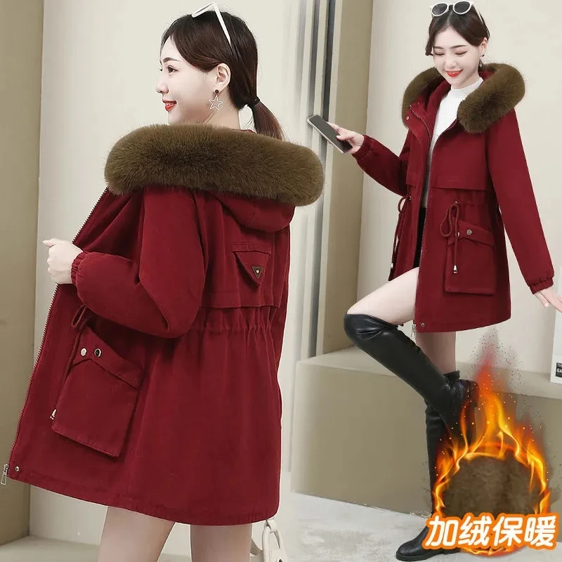 Paker Women's Clothing Velvet Thick Trench Coat 2022 New Winter Cotton Coat Mid-Length Waist Fur Collar Hooded Warm Winter Coa
Paker Women's Clothing Velvet Thick Trench Coat 2022 New Winter Cotton Coat Mid-Length Waist Fur Collar Hooded Warm Winter Coa