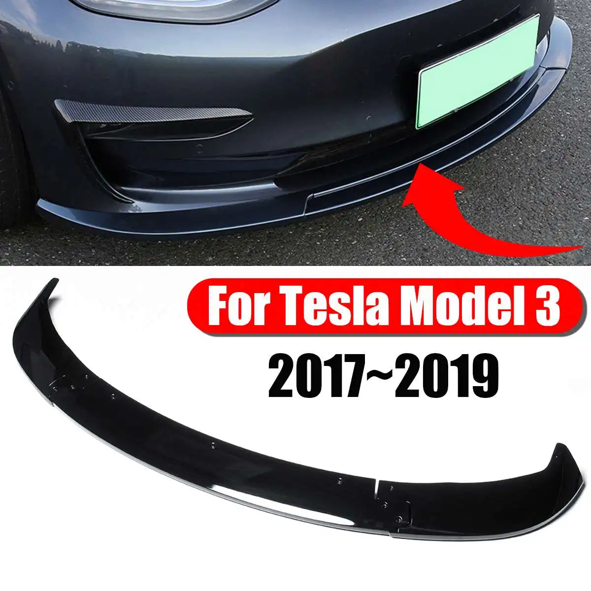 Gloss Black Car Front Bumper Splitter Lip Body Kit Spoiler Diffuser Guard For Tesla Model 3 2017-2019
Gloss Black Car Front Bumper Splitter Lip Body Kit Spoiler Diffuser Guard For Tesla Model 3 2017-2019