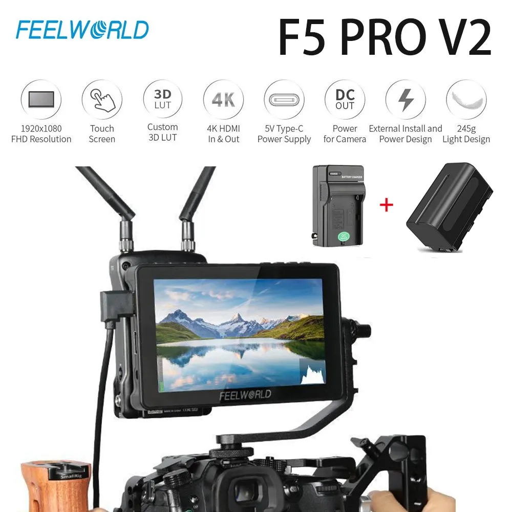 Монитор для цифровой зеркальной камеры FEELWORLD F5 Pro V2 с сенсорным экраном 5 дюйма 3D LUT