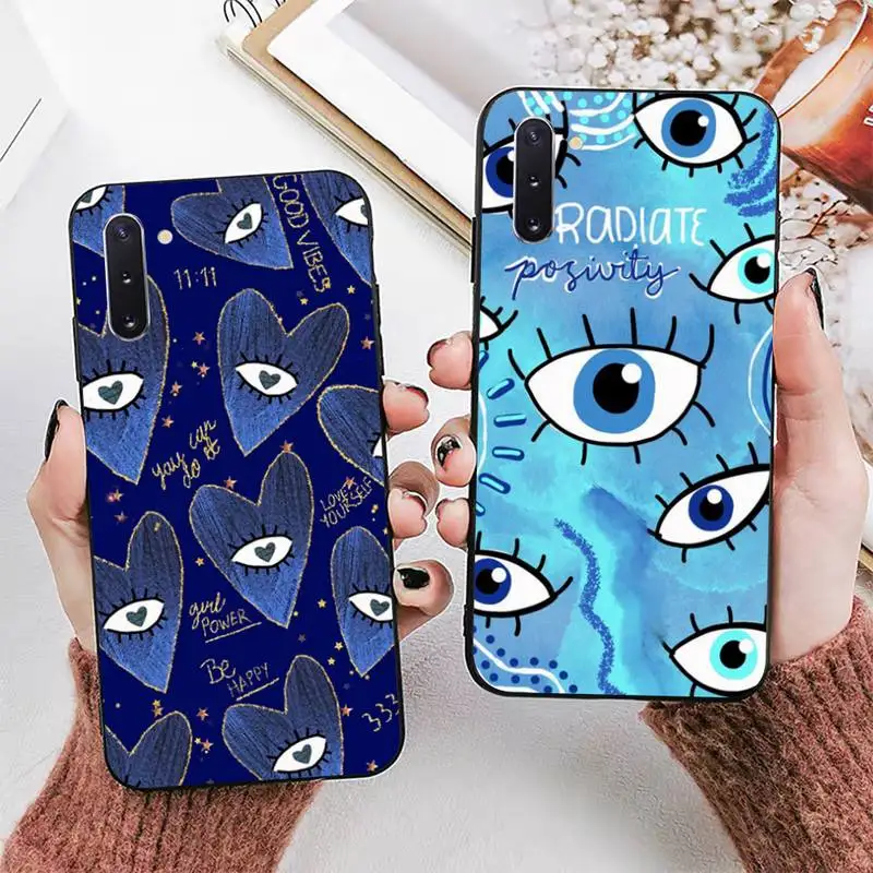 

Funny Turkish Lucky Blue Evil Eye Phone Case For Samsung Note 8 9 10 20 pro plus lite M 10 11 20 30 21 31 51 A 21 22 42 02 03