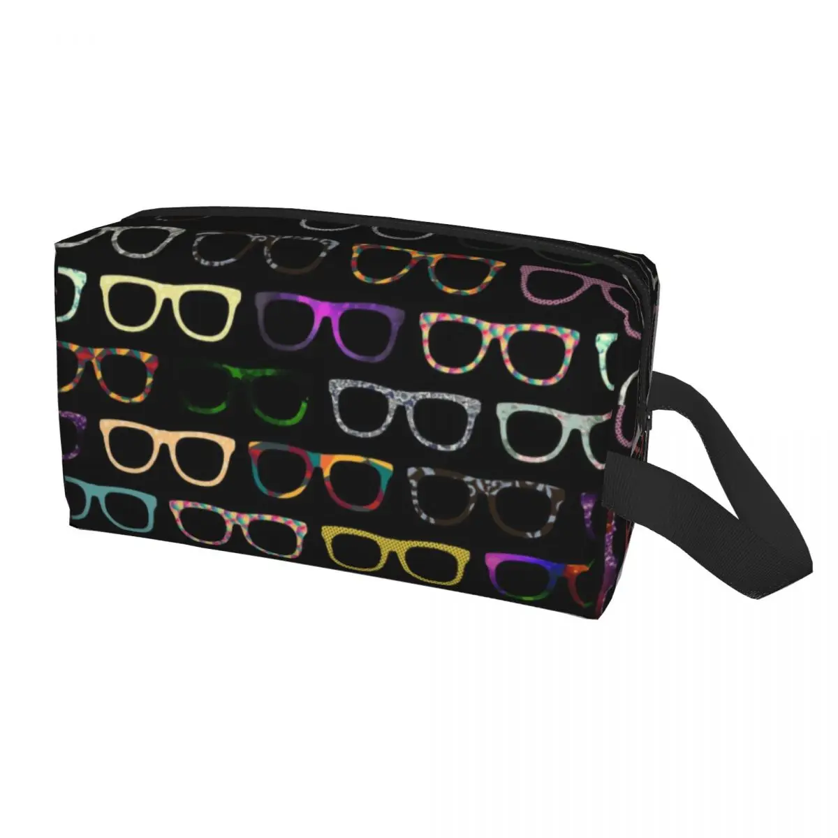 

Retro Glasses Hipster Toiletry Bag for Women Optician Optometrist Makeup Cosmetic Organizer Lady Beauty Storage Dopp Kit Box