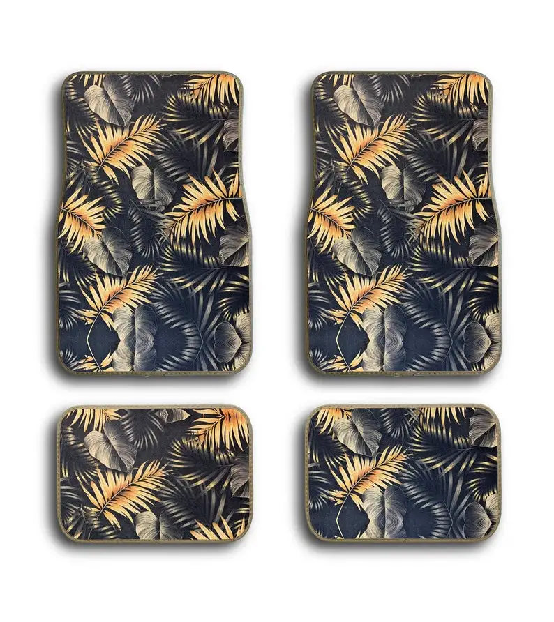 Gold Tropical Hawaiian Elegant Print Universal Fit Front/Rear 4-Piece Full Set Bling Carpet Car SUV Truck Floor Mats For Women &
Gold Tropical Hawaiian Elegant Print Universal Fit Front/Rear 4-Piece Full Set Bling Carpet Car SUV Truck Floor Mats For Women &