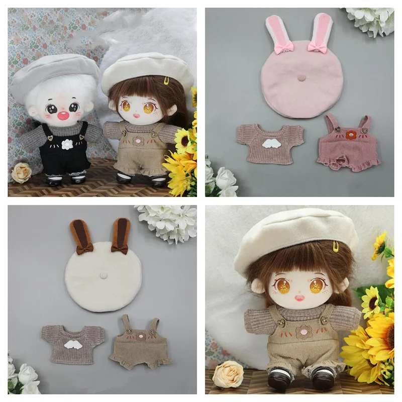 

Одежда для куклы с ушками кролика, аксессуары для кукол-Idol 20 см, плюшевая кукла на ремешке, брюки, свитер, наряд для корейской куклы Kpop