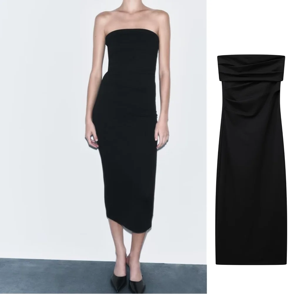 PB&ZA 2023 Summer New Women's Wear European and American Style One Line Neck Off Shoulder Black Bra Midi Dress 5584451
PB&ZA 2023 Summer New Women's Wear European and American Style One Line Neck Off Shoulder Black Bra Midi Dress 5584451