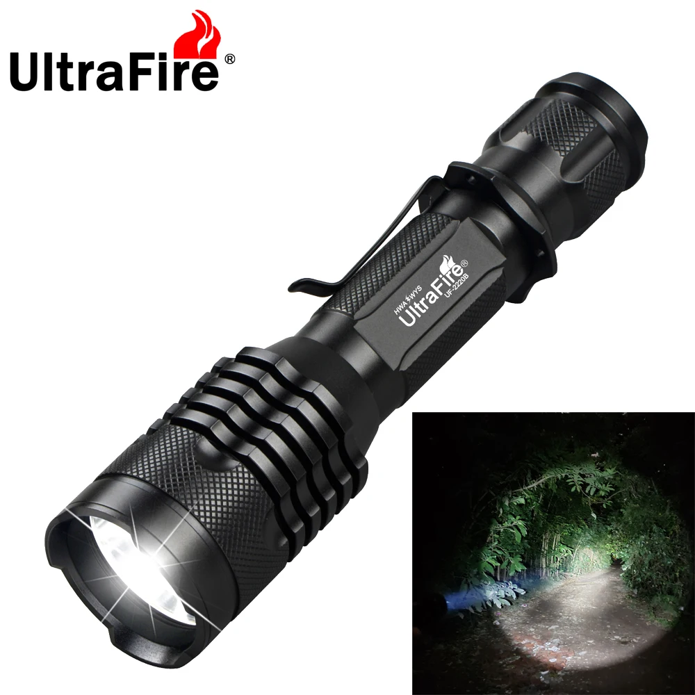 

UltraFire UF-2220B Outdoor High Lumen Led Battery Flashlight Ultra Powerful 3 Mode Camping Torch Light 1200LM Rechargeable Lamp