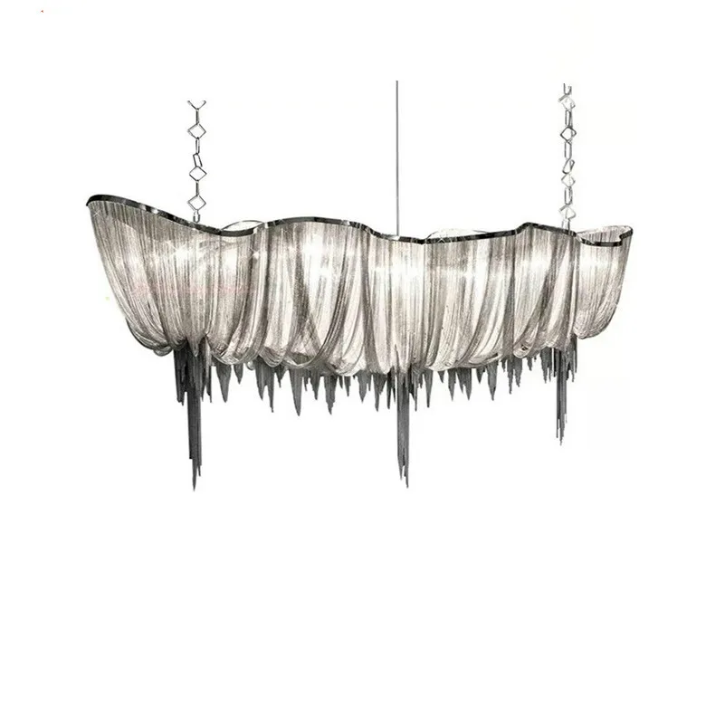 Modern Chain Cloth Shaped Art Pendant Lights Engineering Design Luxury Aluminum Chain LED Pendant Lamp For Indoor Decor
Modern Chain Cloth Shaped Art Pendant Lights Engineering Design Luxury Aluminum Chain LED Pendant Lamp For Indoor Decor