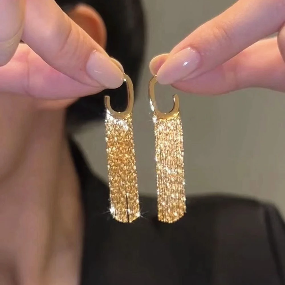 Fashion Statement Gold Color Long Metal Chain Bling Tassel Earrings for Women Wedding Ms Daily Hot Jewelry Pendant Gift
Fashion Statement Gold Color Long Metal Chain Bling Tassel Earrings for Women Wedding Ms Daily Hot Jewelry Pendant Gift