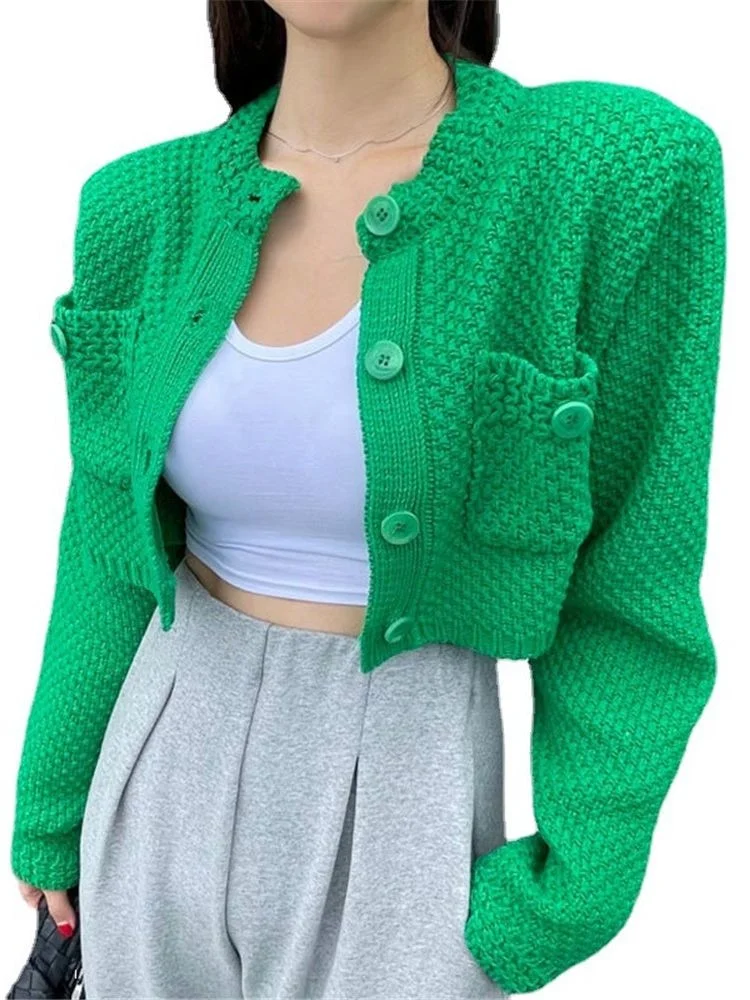 2023 Korean Fashion Pocket Cropped Cardigan Woman Knitted O Neck Long Sleeve Cardigans Female Simple Solid Color Sweater ZY7471
2023 Korean Fashion Pocket Cropped Cardigan Woman Knitted O Neck Long Sleeve Cardigans Female Simple Solid Color Sweater ZY7471