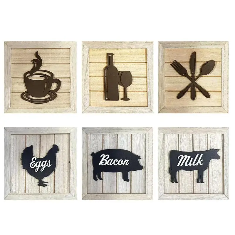 

Настенные деревянные подвески в рамке, набор из 3 предметов, минималистичные деревенские знаки для стены, фермерского дома, кухни, аксессуары, стена для гостиной