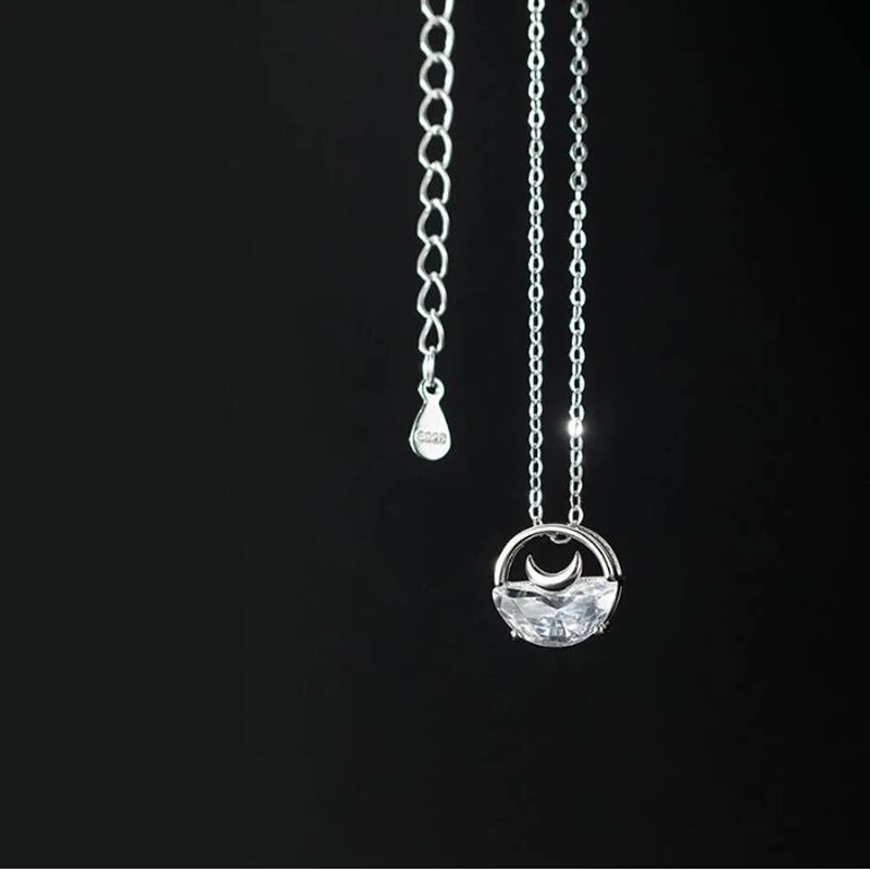925 Sterling Silver Luxury Zircon Elegant Half Round Spring Water Pendant Necklace Moon Neck Chain For Women Fine Jewelry
925 Sterling Silver Luxury Zircon Elegant Half Round Spring Water Pendant Necklace Moon Neck Chain For Women Fine Jewelry