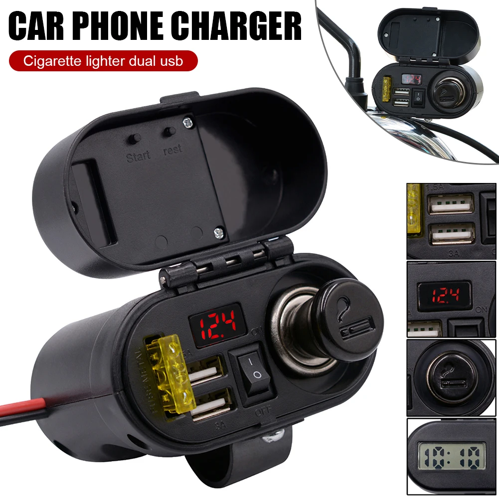 Motorcycle USB Charger 3A Dual USB Waterproof Cover Charger Adapter with Voltmeter On/Off Switch Time Clock Phone Tablet Charger
Motorcycle USB Charger 3A Dual USB Waterproof Cover Charger Adapter with Voltmeter On/Off Switch Time Clock Phone Tablet Charger