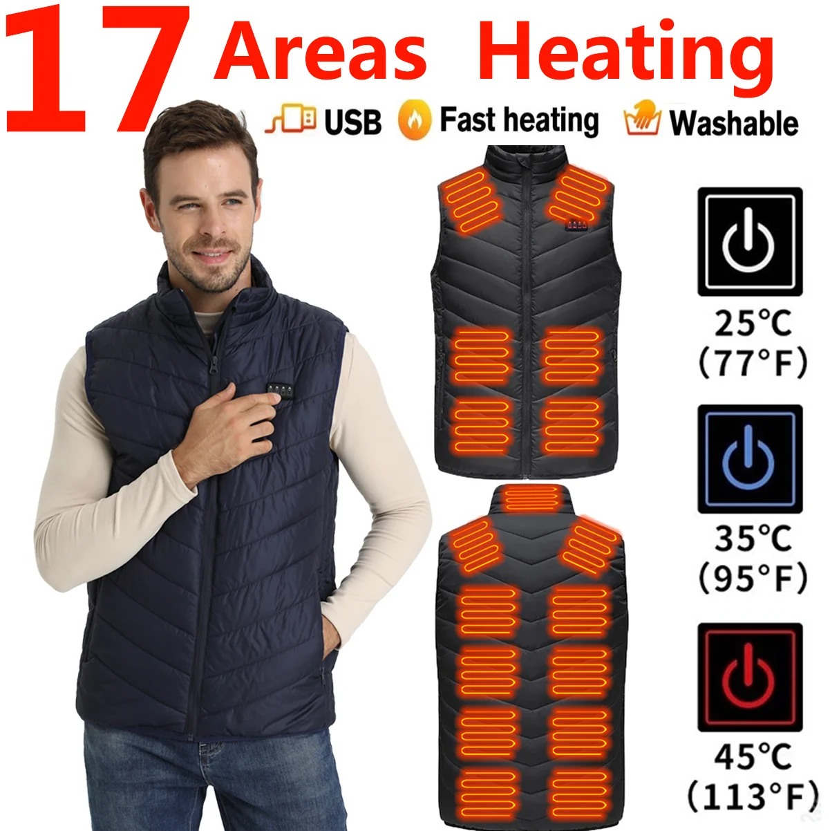 17 Areas Heated Vest Men Women Usb Heated Jacket Heating Vest Thermal Hunting Vest Heating Veste Chauffante Homme Vest S-6xl
17 Areas Heated Vest Men Women Usb Heated Jacket Heating Vest Thermal Hunting Vest Heating Veste Chauffante Homme Vest S-6xl