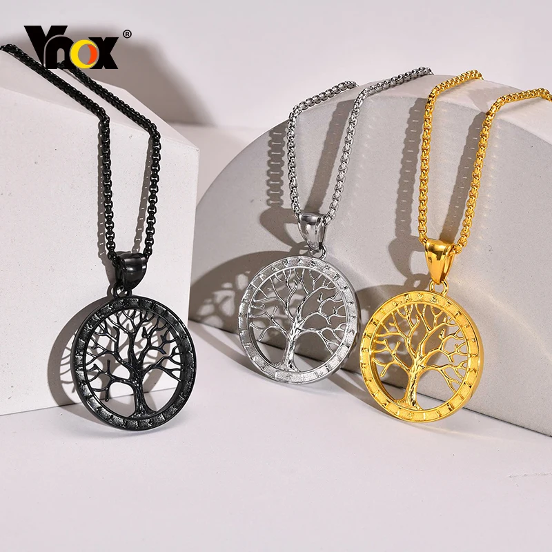Vnox Stylish Family Tree of Life Necklaces for Men, Anti Allergy Stainless Steel Norse Viking Pendant, Box Chain 50/55/60/70cm
Vnox Stylish Family Tree of Life Necklaces for Men, Anti Allergy Stainless Steel Norse Viking Pendant, Box Chain 50/55/60/70cm