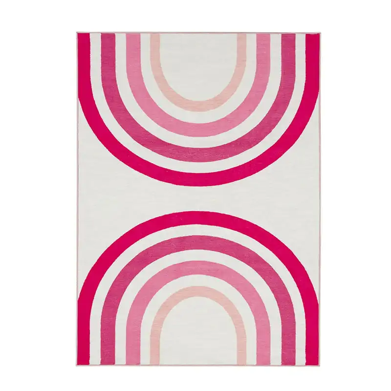 Double Rainbow Area Rug, Pink Multi, 5`2"x7`
Double Rainbow Area Rug, Pink Multi, 5`2"x7`