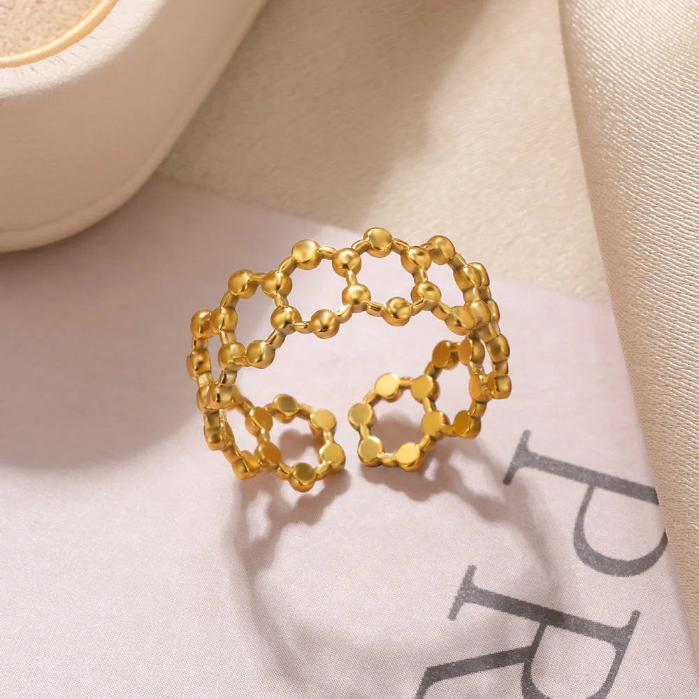 GATTVICT Stainless Steel Ring For Women Gold Color Aesthetic Round Heart Hollow Hexagon Jewelry Hippie Punk Open Rings Gift New
GATTVICT Stainless Steel Ring For Women Gold Color Aesthetic Round Heart Hollow Hexagon Jewelry Hippie Punk Open Rings Gift New