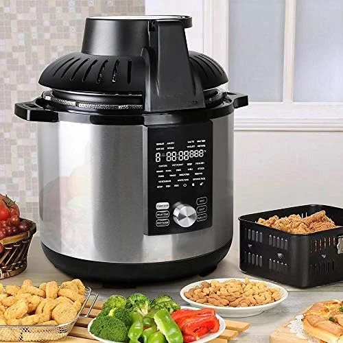 

Pressure Cooker & Air Fryer Combo with Pressure Lid and Air-Fry Lid - 7-in-1 cooking Modes, Easy Read LCD Display, 27 Preset