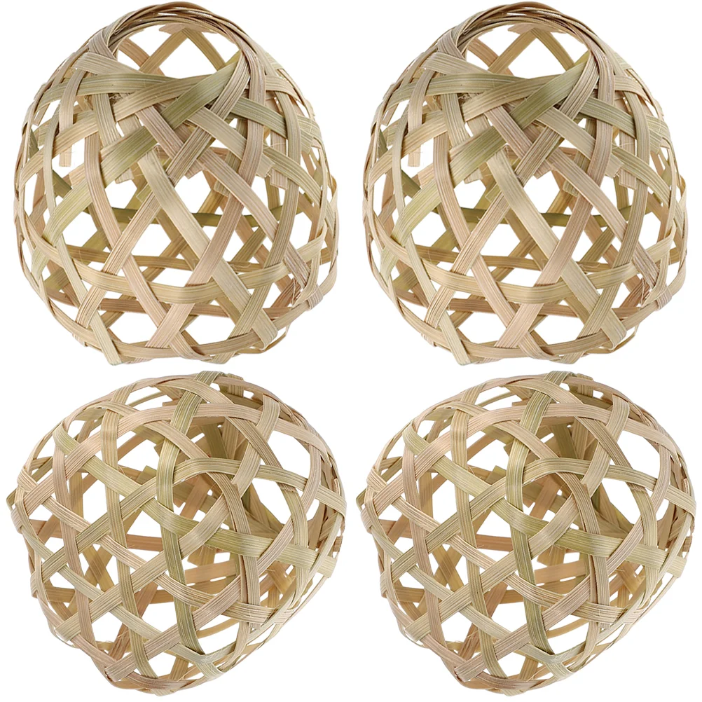 

4 Pcs Bamboo Lampshade Pendant Woven Light Cover Seat Ceiling Lights Weaving Replacement For Suspension luminaire