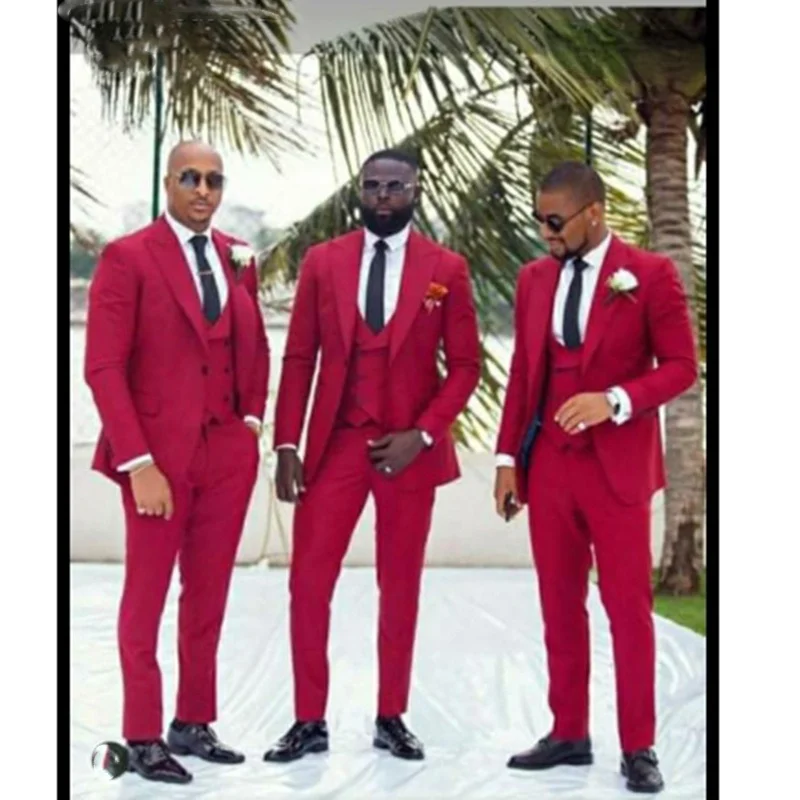 2022 3 Pieces Peak Lapel Red Men Suit One Button Double Breast Vest Slim Fit Groom Tuxedos Tailor Made Suit (Jacket+Pants+Vest)
2022 3 Pieces Peak Lapel Red Men Suit One Button Double Breast Vest Slim Fit Groom Tuxedos Tailor Made Suit (Jacket+Pants+Vest)