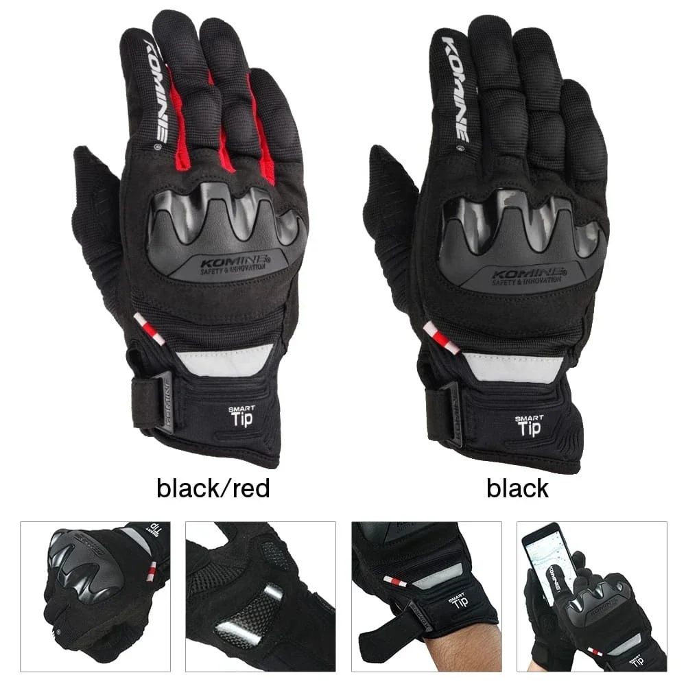 Мужские мотоциклетные перчатки Komine GK220 черные для гонок на мотоциклах шоссейных