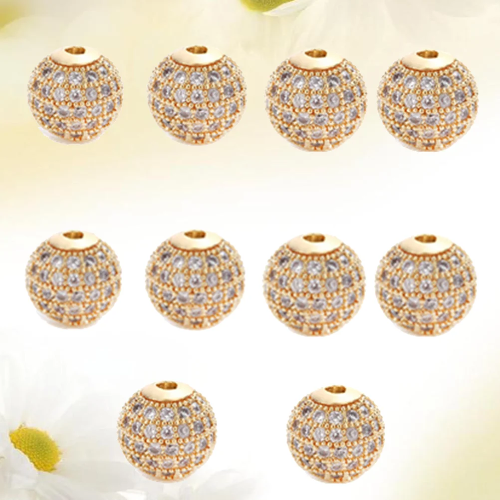 10pcs 10mm Bracelet Accessories Zircon Metal Diamante Round Beads for Jewelry Making DIY Bracelet(Gold-White Zircon) Brass
10pcs 10mm Bracelet Accessories Zircon Metal Diamante Round Beads for Jewelry Making DIY Bracelet(Gold-White Zircon) Brass