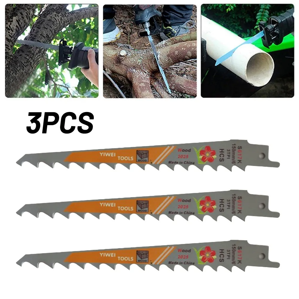 3pcs 150mm 3 TPI HCS Saw Blades For Wood Plastic Metal Cutting Pruning Wood Equipment HCS Part Pruning Reciprocating Hand Tools
3pcs 150mm 3 TPI HCS Saw Blades For Wood Plastic Metal Cutting Pruning Wood Equipment HCS Part Pruning Reciprocating Hand Tools