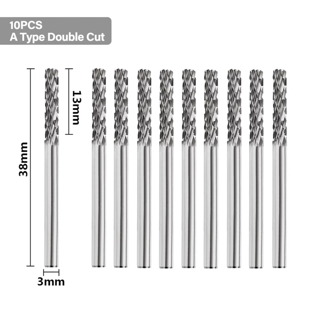 10pcs 3mm Shank Rotary Burr Tungsten Carbide Rotary Burr Sets For Iron Carbon Steel Alloy Steel Rotary Bur Drill Bit Engraving
10pcs 3mm Shank Rotary Burr Tungsten Carbide Rotary Burr Sets For Iron Carbon Steel Alloy Steel Rotary Bur Drill Bit Engraving