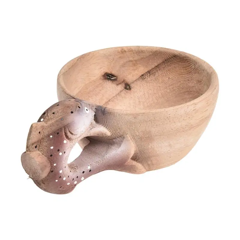

Kuksa Rubber Wooden Water Cup Hand Carved Animal Head Cup Raccoon Wolf Fox Boar Deer Fish Head 3D Stereo Mark Cup Water Cup