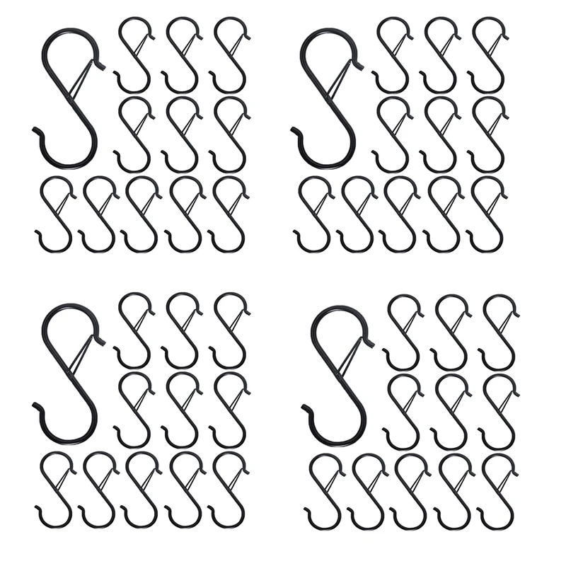 

48 крючков S для подвешивания-Крючки S-образной формы для кухонной утвари и шкафа-черные S-Крючки для подвешивания растений, Горшков