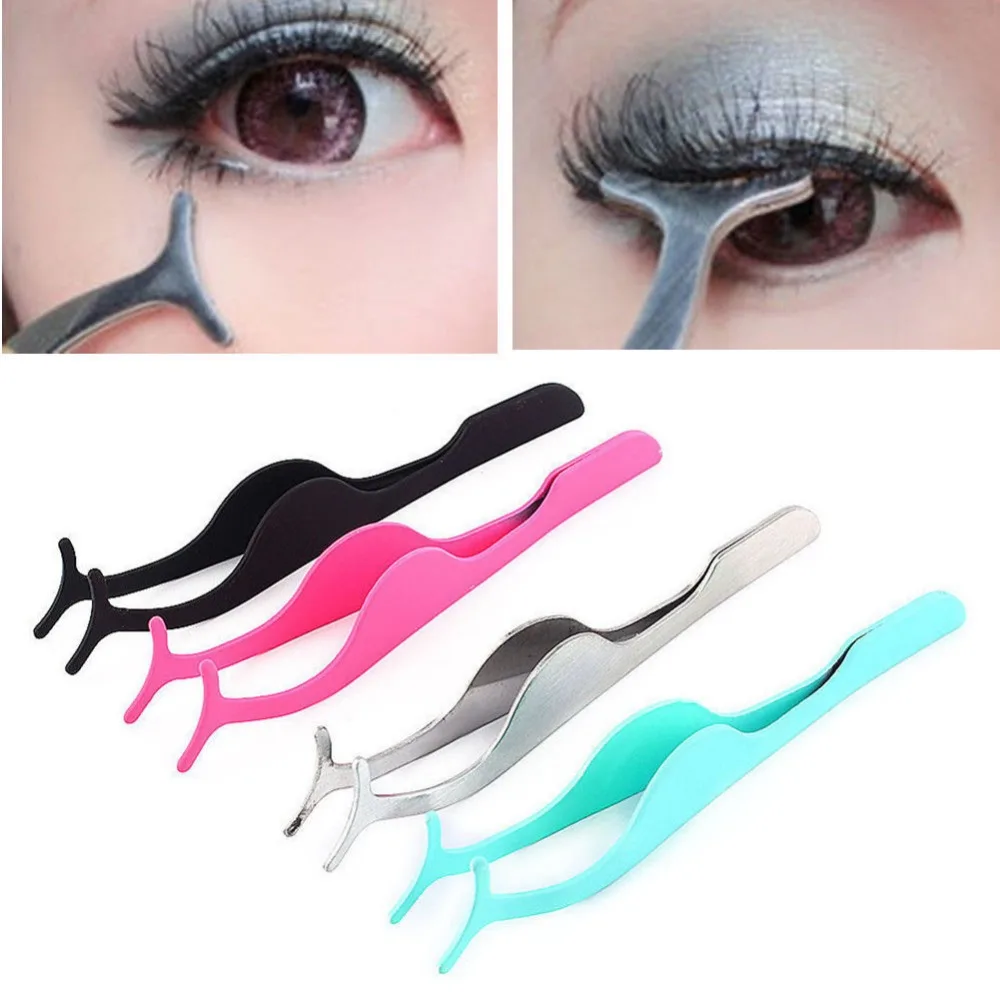 

1Pc False Eyelashes Curler Clip Auxiliary Tools Eyebrow Applicator Tweezers Multifunctional Makeup Tool Stainless Steel #247579