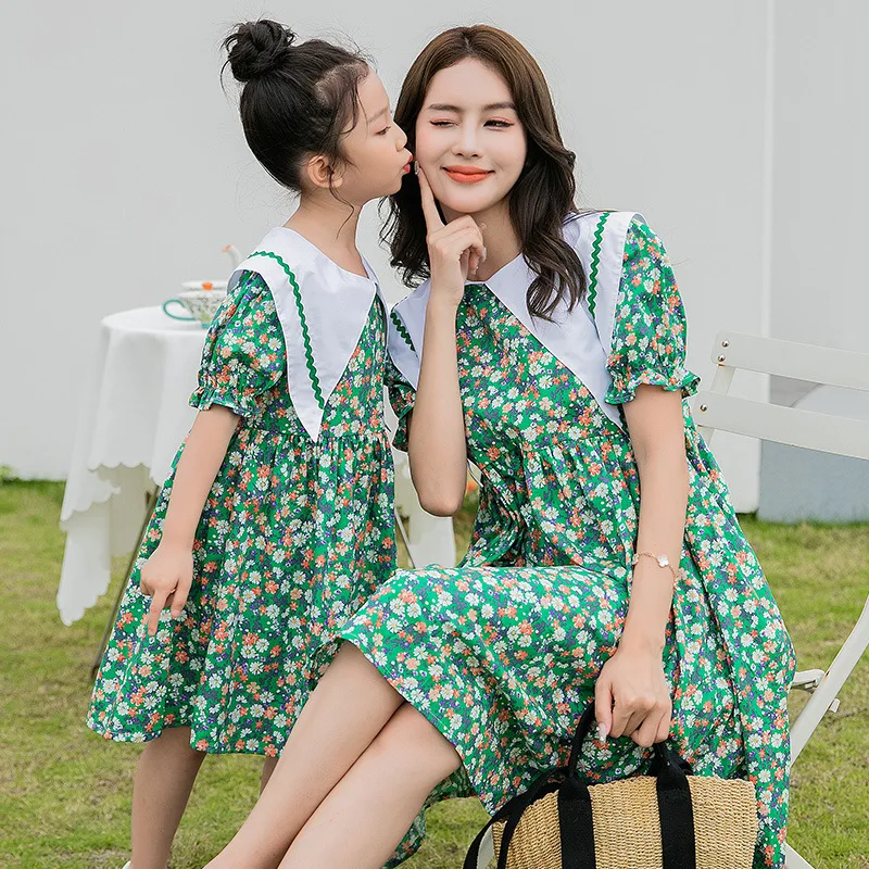 

Matching Family Outfits Summer Mum and Daughter Floral Chiffon Dress Mother Daughter Matching Clothes Family Look Mommy and Me
