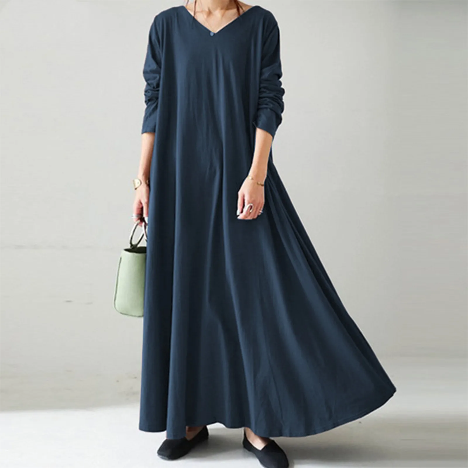 Autumn Maxi Long Dress Women V Neck Vintage Dress Solid Color Long Sleeves Loose Maxi Dresses Cotton Linen Casual Dress Harajuku
Autumn Maxi Long Dress Women V Neck Vintage Dress Solid Color Long Sleeves Loose Maxi Dresses Cotton Linen Casual Dress Harajuku
