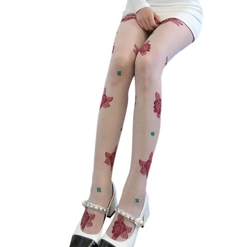 Women French Style Summer Thin Pantyhose Retro Red Rose Flower Print Patterned Sheer Tights Lolita See Through Stockings
Women French Style Summer Thin Pantyhose Retro Red Rose Flower Print Patterned Sheer Tights Lolita See Through Stockings