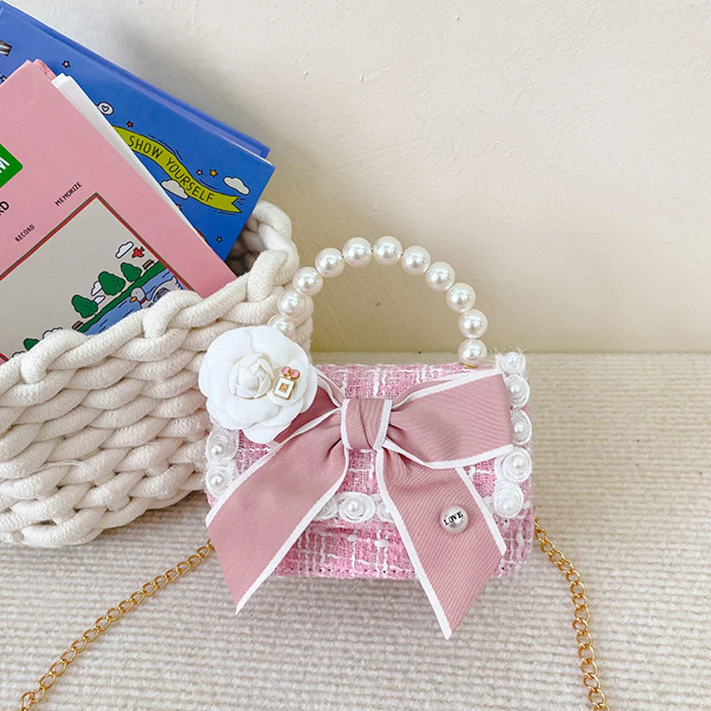 Pink Canvas Women's Bag For Party Bow Flower Kids Princess Messenger Bag Fashion Pearl Handle Crossbody Bag Fashion Chain Bag 
Pink Canvas Women's Bag For Party Bow Flower Kids Princess Messenger Bag Fashion Pearl Handle Crossbody Bag Fashion Chain Bag