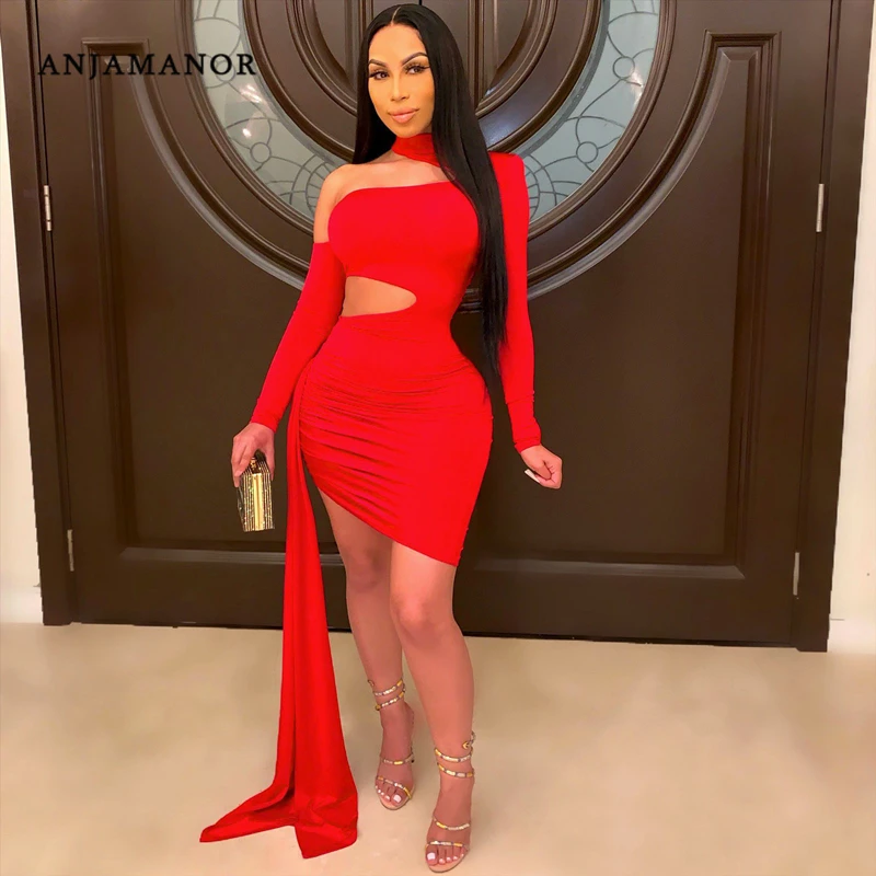 ANJAMANOR Sexy Dresses for Women Party Club Outfits Plus Size Asymmetric Hollow Out One Shoulder Long Sleeve Mini Dress D12-CF34
ANJAMANOR Sexy Dresses for Women Party Club Outfits Plus Size Asymmetric Hollow Out One Shoulder Long Sleeve Mini Dress D12-CF34