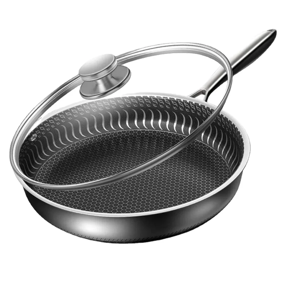 24CM Pan with Lid 316 Stainless Steel Frying Pans Non-stick Uncoated Wok Pan Double-sided Honeycomb Skillet
24CM Pan with Lid 316 Stainless Steel Frying Pans Non-stick Uncoated Wok Pan Double-sided Honeycomb Skillet