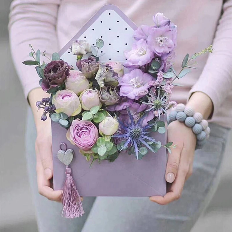 

1pc Romantic Envelope Flower Box Holder Florist Bouquet Paper Packing Storage Box for Wedding Engagement Party Decor Supplies