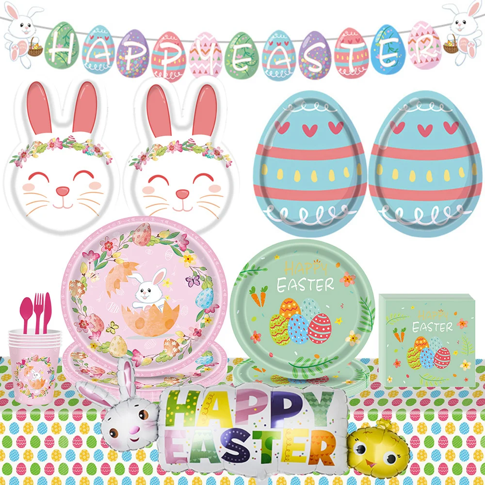 Easter Paper Plates Napkins Cups Hanging Swirls Bunny Rabbit Foil Balloons Egg Plates Table Cover Kids Family Decor
Easter Paper Plates Napkins Cups Hanging Swirls Bunny Rabbit Foil Balloons Egg Plates Table Cover Kids Family Decor