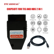 Chipsoft J2534 Pro VCI Diagnostic Tool For Toyota TIS Techstream 18.00.008 and For Honda HDS 3.102.051 2 in 1 Cable OBD Scanner