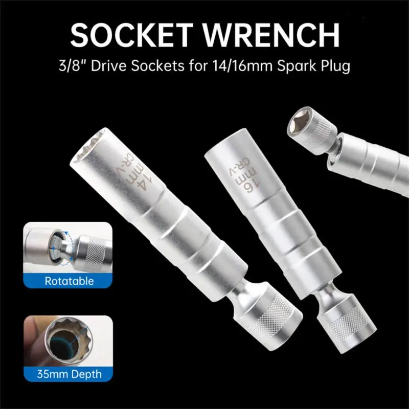 

14/16mm Car Repairing Tool Spark Plug Socket Wrench Magnetic 12 Angle Spark Plug Removal Tool Thin Wall 3/8" Drive Sockets