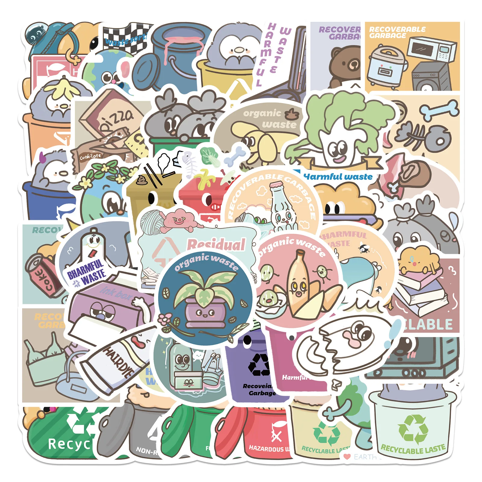 54pcs Cartoon Garbage Sorting Graffiti Cute Stickers Decoration Ipad Luggage Notebook DIY Waterproof
54pcs Cartoon Garbage Sorting Graffiti Cute Stickers Decoration Ipad Luggage Notebook DIY Waterproof