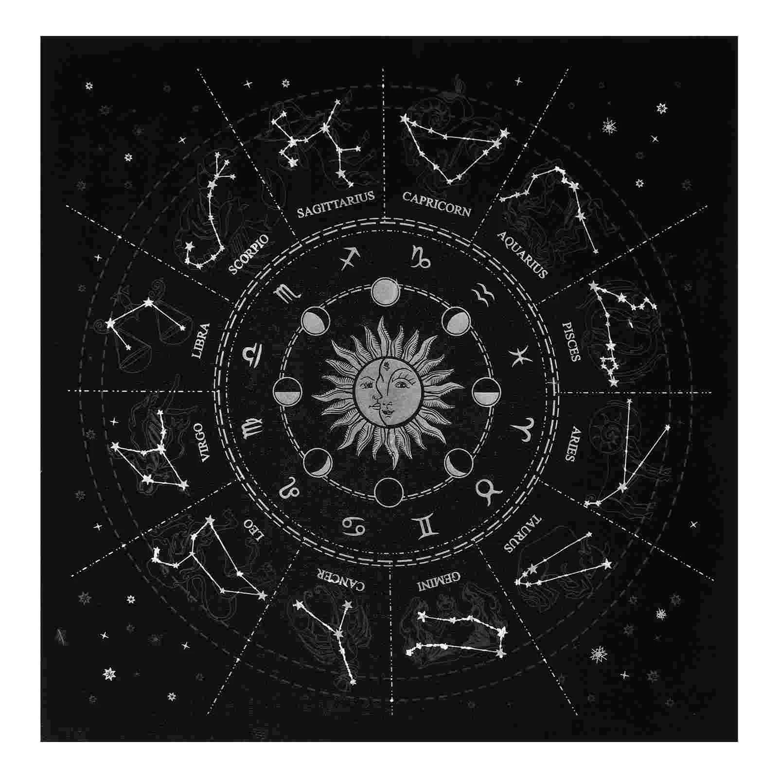 

Moon Divination Tarob Phase Tapestry Tarot Altar Cloth Flannel Constellation Tablecloth