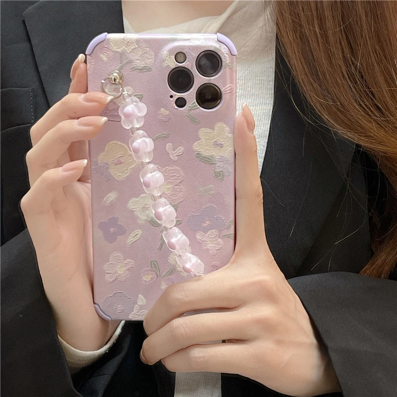 Purple Floral Phone Case With Chain For iphone 11 12 13 Pro Max X XS MAX XR 7 8 Plus SE Soft Case Back Hard Shockproof Cover
Purple Floral Phone Case With Chain For iphone 11 12 13 Pro Max X XS MAX XR 7 8 Plus SE Soft Case Back Hard Shockproof Cover