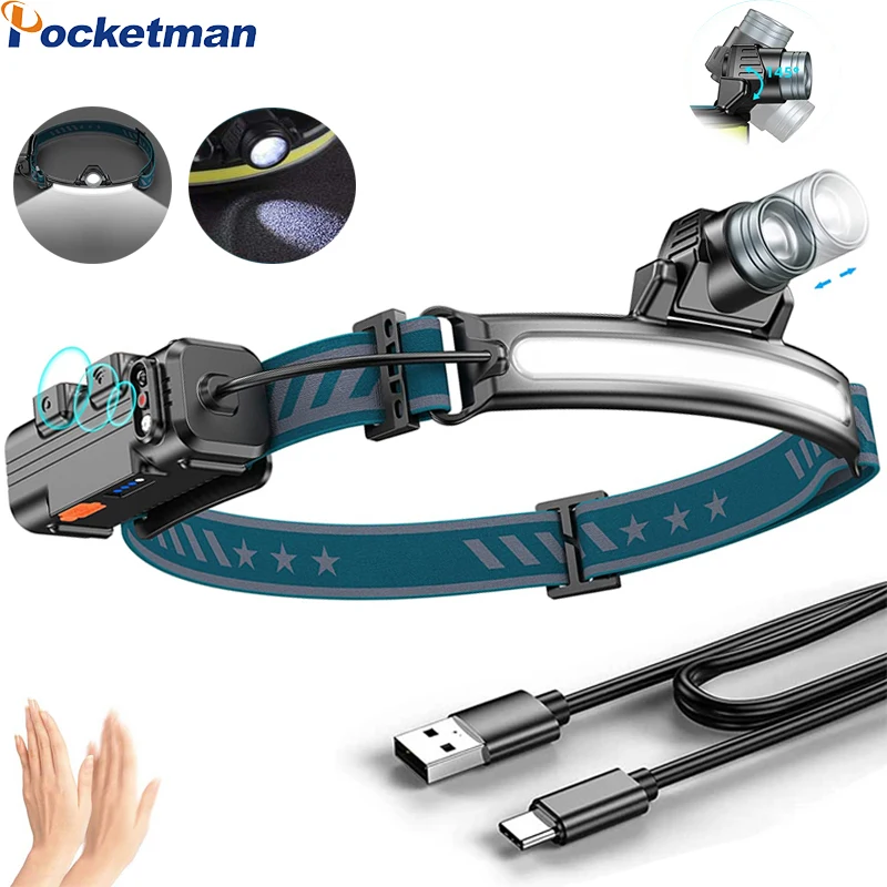 Brightest Wave Sensor LED Headlamp Waterproof USB Charging 270 Full Vision XPG+COB Headlight Portable Floodlight Outdoor Camping
Brightest Wave Sensor LED Headlamp Waterproof USB Charging 270 Full Vision XPG+COB Headlight Portable Floodlight Outdoor Camping