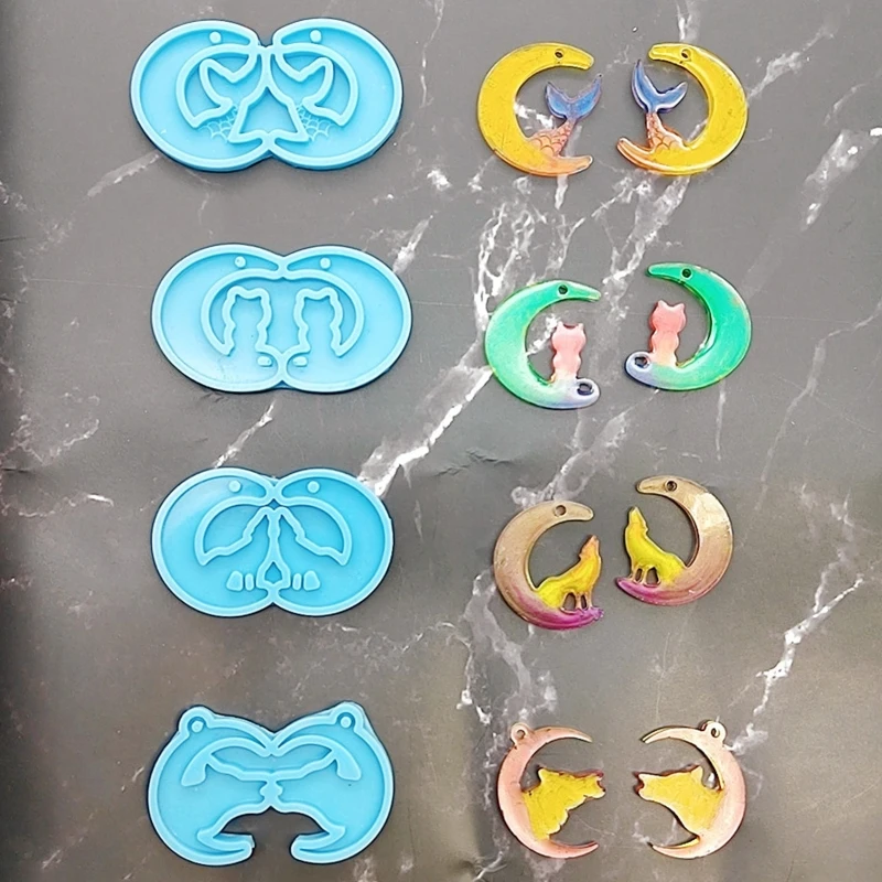 1/4Pcs Moon Fishtail Wolf DIY Earring Epoxy Resin Mold Eardrop Dangle Necklace Keychain Pendant Silicone Mould DIY Crafts Je
1/4Pcs Moon Fishtail Wolf DIY Earring Epoxy Resin Mold Eardrop Dangle Necklace Keychain Pendant Silicone Mould DIY Crafts Je