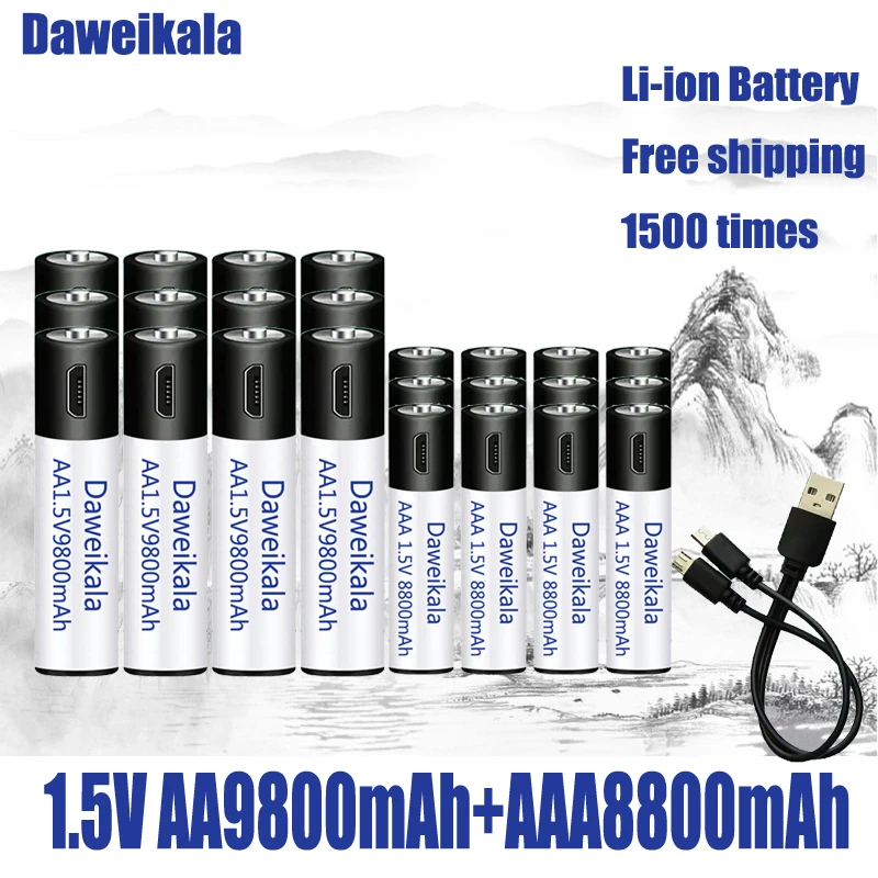 Аккумуляторная батарея 1,5 в AA + AAA USB, литий-ионные батареи 9800 мАч/AAA 8800 мАч для игрушек, часов, MP3-плеера, Термометра + кабеля
Аккумуляторная батарея 1,5 в AA + AAA USB, литий-ионные батареи 9800 мАч/AAA 8800 мАч для игрушек, часов, MP3-плеера, Термометра + кабеля
